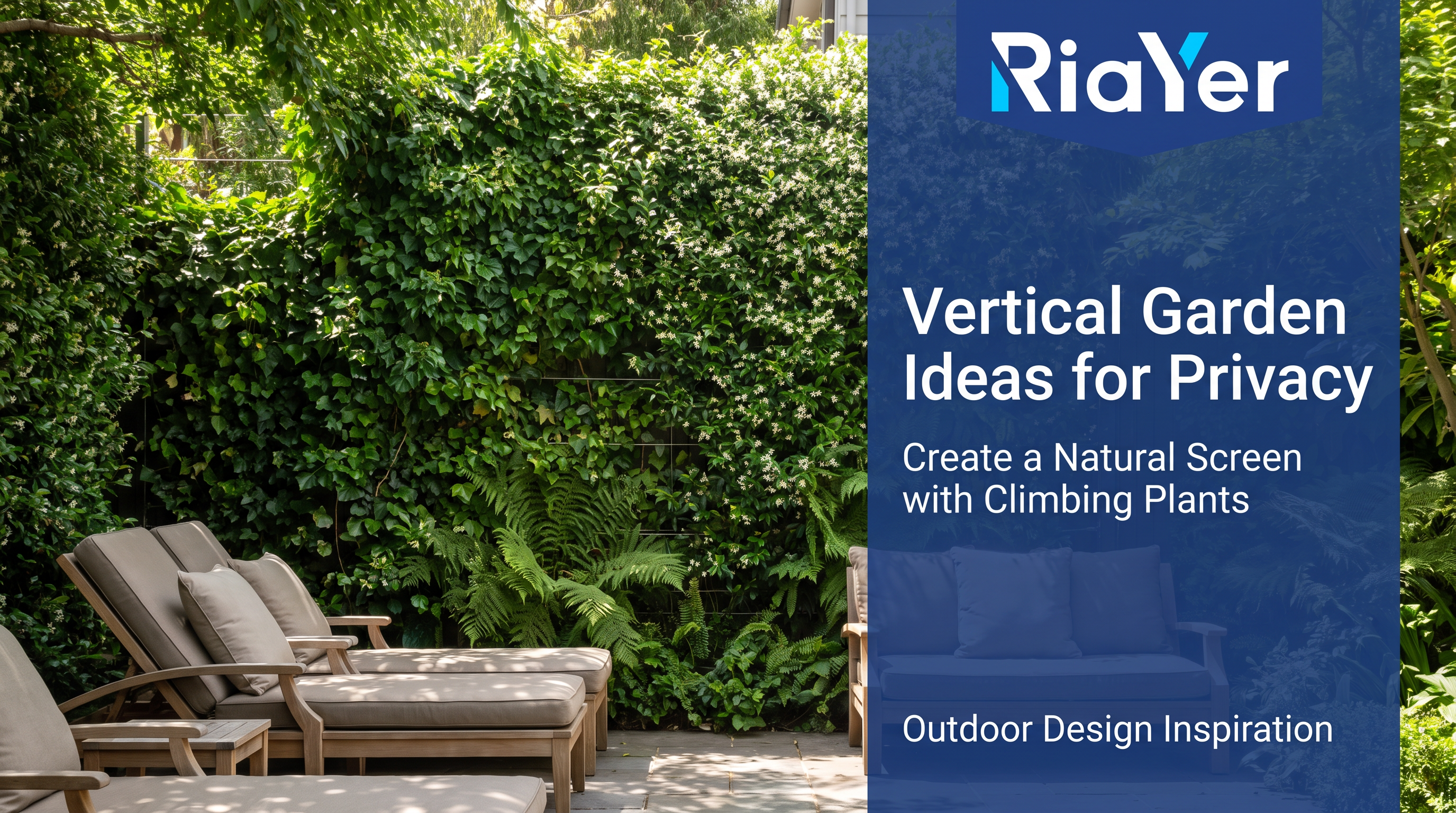 Vertical garden privacy trellis with climbing plants on stainless steel cable system