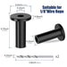 Dimensions for 1/8 inch wire rope black wood post protector sleeve with drill bit