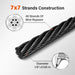 	Diagram detailing the 49 strands of 7x7 construction on the 1/8 inch cable.