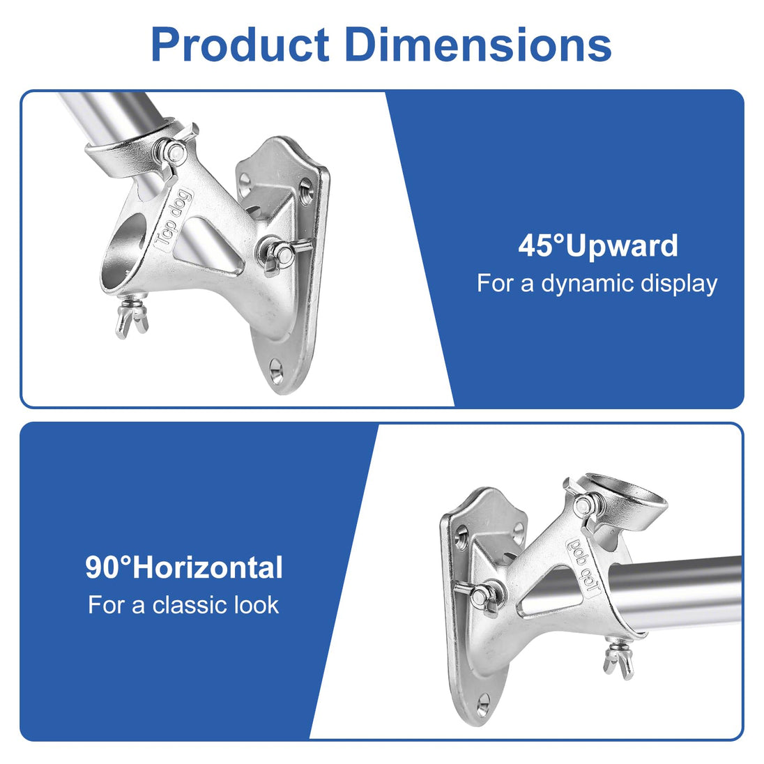 Dimensions and specifications for 1 inch heavy duty flagpole bracket