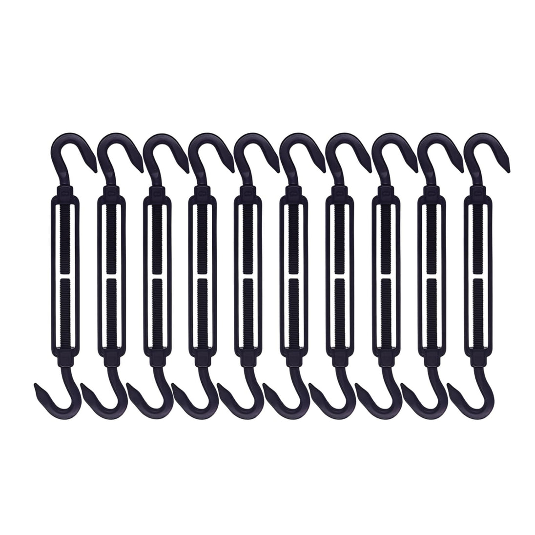 10 pack of RiaYer black 304 stainless steel hook and hook turnbuckles