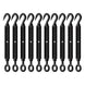 Set of ten black 304 stainless steel hook and eye turnbuckles for wire rigging