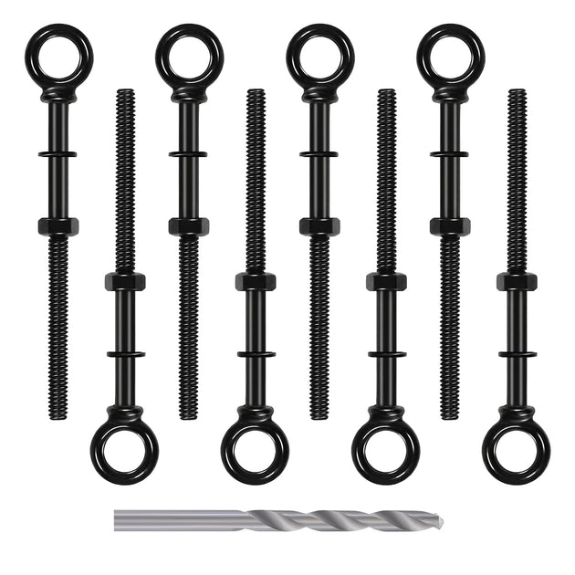 10 pack extended thread black T316 marine grade eye bolts hardware kit