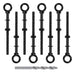 10 pack extended thread black T316 marine grade eye bolts hardware kit