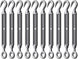 Set of ten 304 stainless steel hook and eye turnbuckles for wire rigging