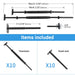 Items included 10 pairs of black blade toggle turnbuckles and fixed ends