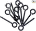 Set of 10 pieces RiaYer black stainless steel eye screws ready for installation.