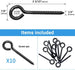 Dimensions of the 3.3 inch RiaYer black screw eye bolt showing 10 pack items included.