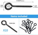 Dimensions of the 3.3 inch RiaYer black screw eye bolt showing 10 pack items included.