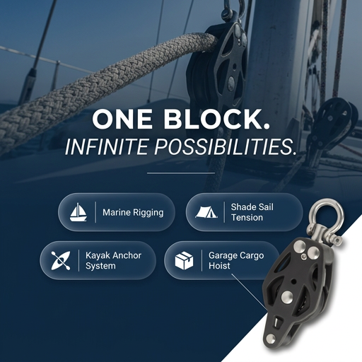 35mm marine pulley block detail for sailboat deck rigging and outdoor rope systems