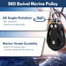 360 degree all-angle rotation feature of the RiaYer swivel marine pulley.