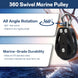 360 degree all-angle rotation feature of the RiaYer swivel marine pulley.