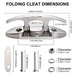 Dimensions and size chart for the 4.5 inch and 6 inch folding boat cleats