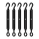 A 5-pack bundle of black stainless steel rope adjuster hook turnbuckles, neatly arranged on a white background for easy DIY rigging.