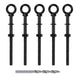 5 pack of long thread black stainless steel eye bolts with included drill bit