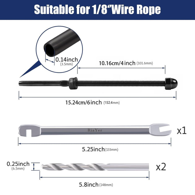 Dimensions for 6 inch extra long black threaded stud terminal