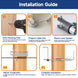 5-step visual installation guide for RiaYer invisible swage terminals from drilling to tensioning.