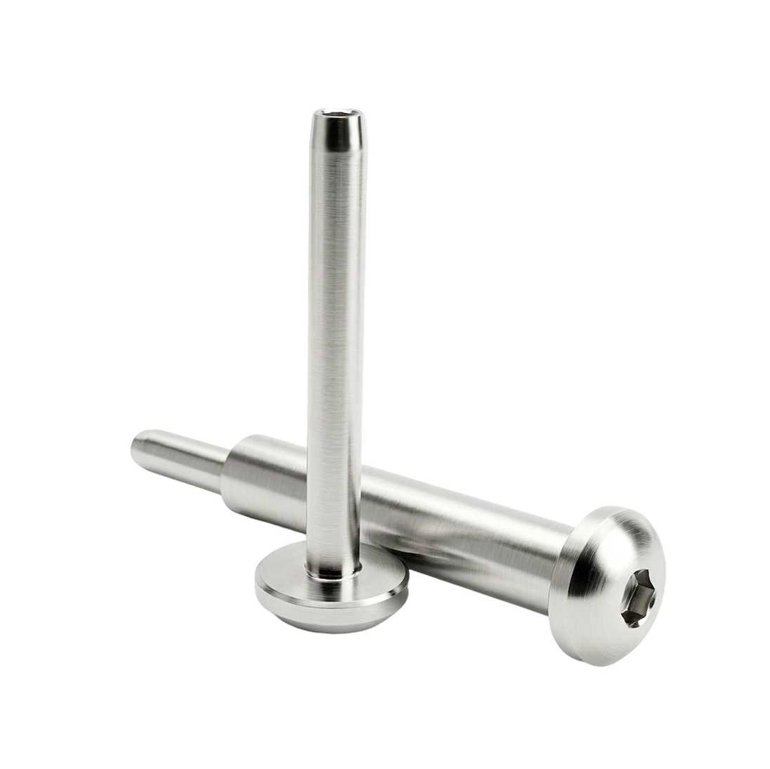 RiaYer T316 stainless steel invisible cable railing kit round head receiver and swage stud on white background.