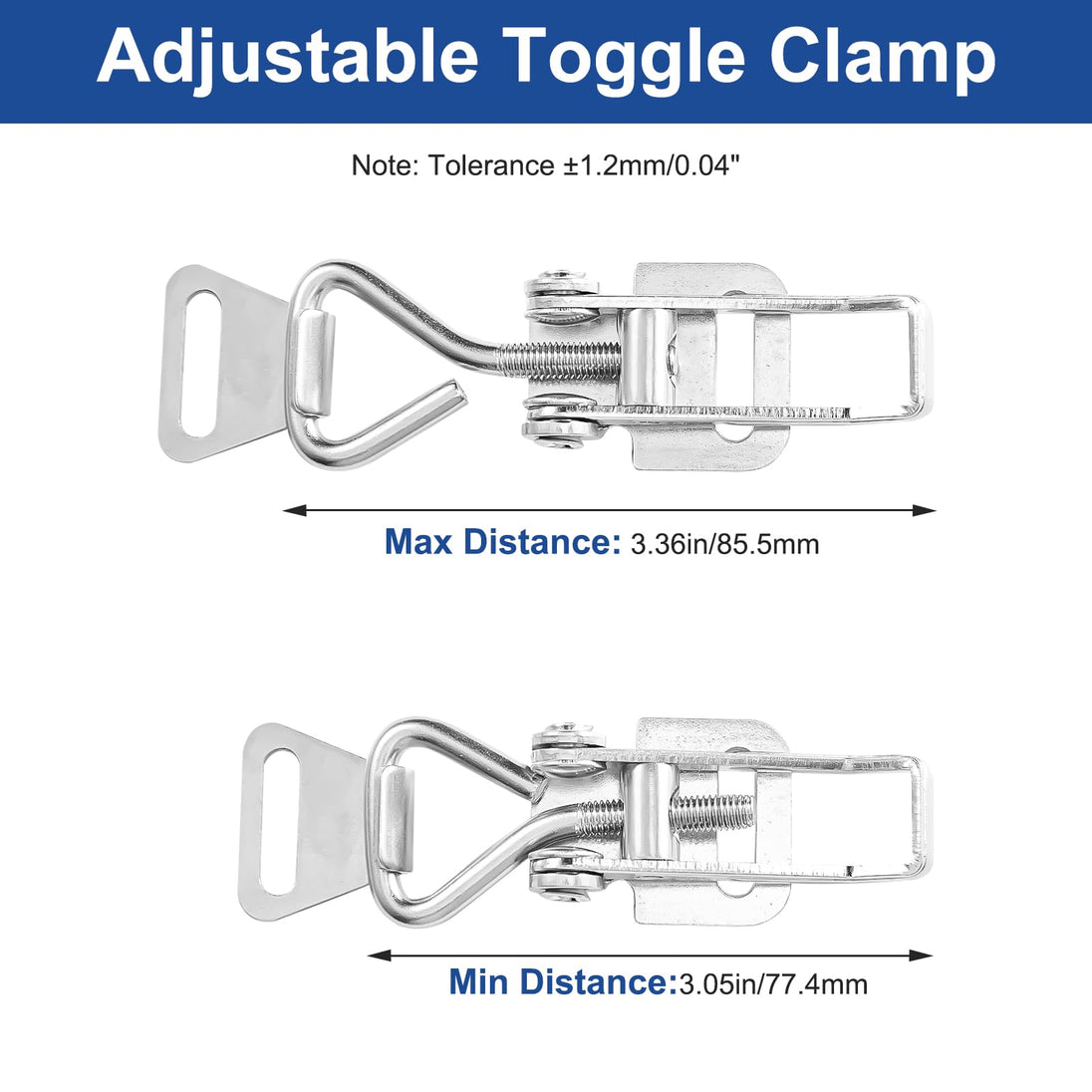 	Locking distance adjustment range for RiaYer toggle clamp latch.