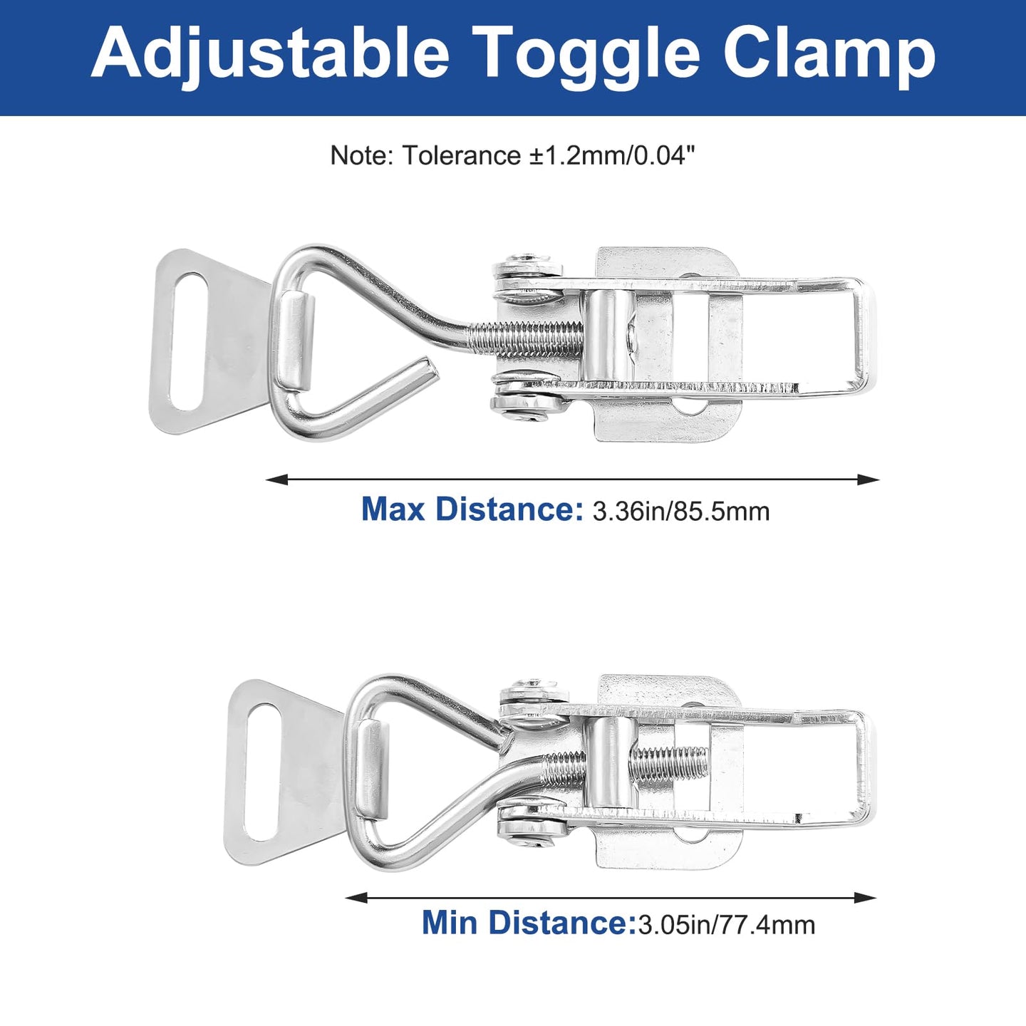 	Locking distance adjustment range for RiaYer toggle clamp latch.