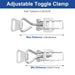 	Locking distance adjustment range for RiaYer toggle clamp latch.