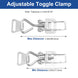 	Locking distance adjustment range for RiaYer toggle clamp latch.