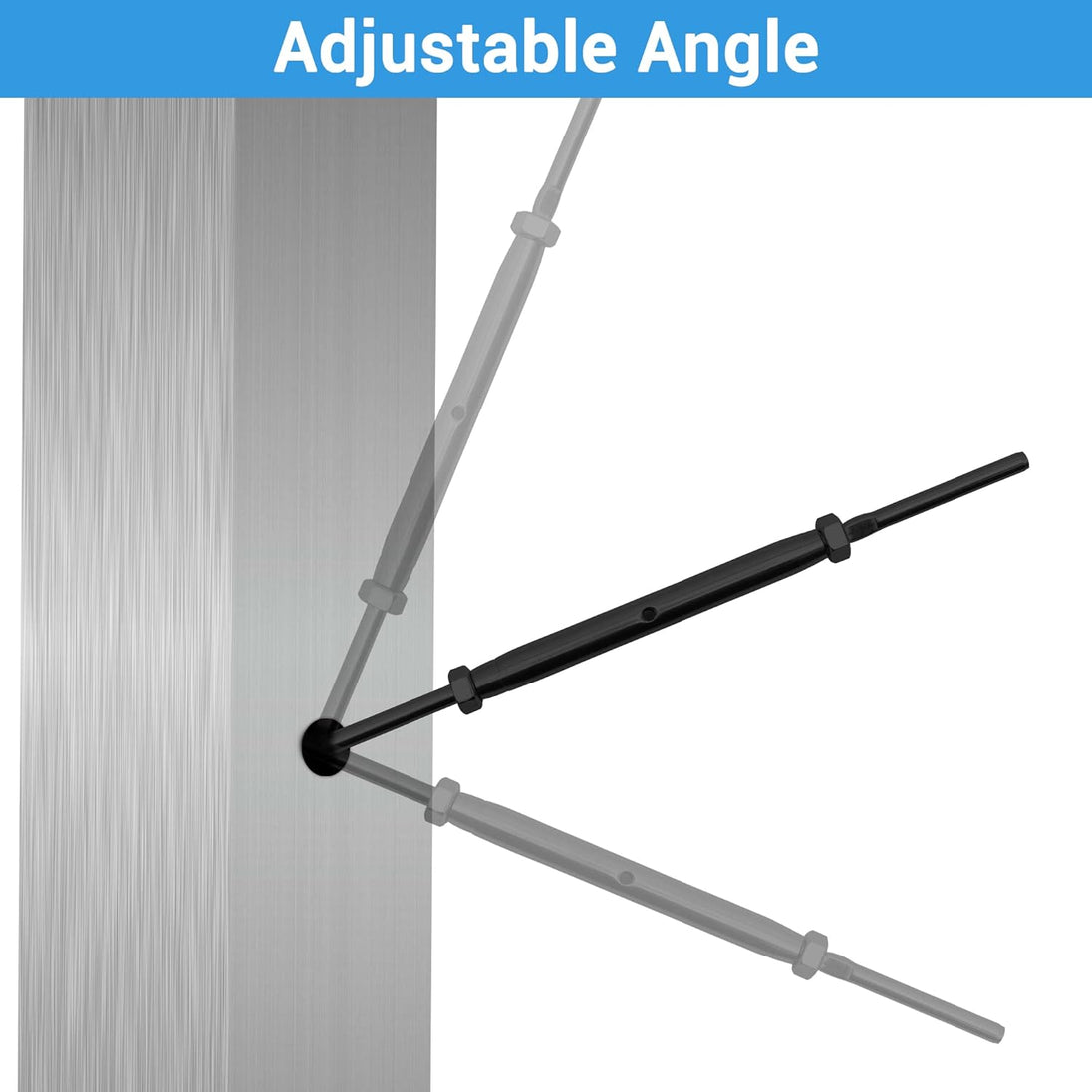 Blade toggle turnbuckle adjusting to steep angle for stair cable railing
