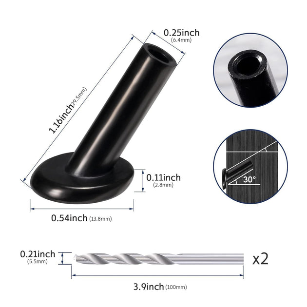 Dimensions and specifications for 30 and 45 degree angled protective sleeves.
