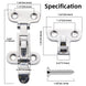 Technical specifications and dimensions for RiaYer marine hatch latch hardware.