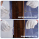 Using the RiaYer anti-spin tool to hold wire rope steady during cable railing installation on wood posts.