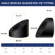 Detailed dimensions and size chart for the 3/8 inch inner diameter black 30 degree beveled washer.