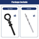 Package contents showing black eye bolts nuts washers and drill bit