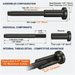 Detailed dimensions for the black invisible cable railing fittings, highlighting the 5/16 inch drill hole size and the upgraded 0.77-inch deep internal thread for maximum safety and bite force.