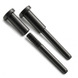 Close-up of the black invisible cable railing kit, featuring a black oxidized T316 stainless steel hidden receiver and threaded swage stud for 1/8 inch wire rope.
