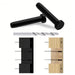Black invisible fixed end hardware kit shown with drill bit and post cross sections