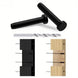 Black invisible fixed end hardware kit shown with drill bit and post cross sections