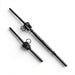Two black oxidized stainless steel threaded stud tensioners, providing a sleek, heavy-duty through-post mounting solution for wire rope railings.