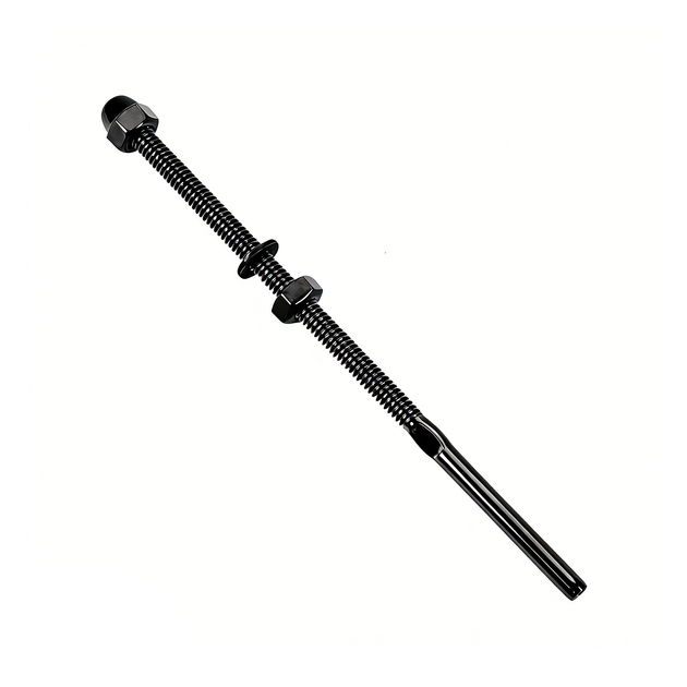 RiaYer black PVD 6 inch threaded stud tensioner for 1/8 inch cable railing