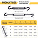 Technical specification chart indicating the safe working load capacities and thread dimensions for black stainless steel hook and hook turnbuckles.