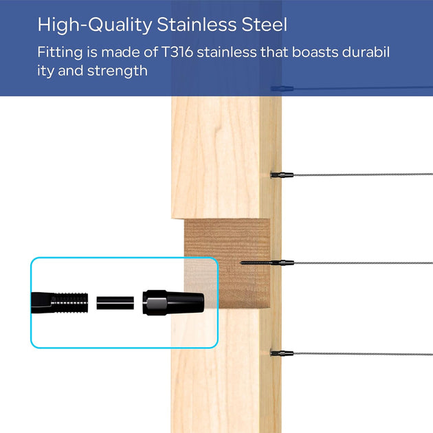 Black invisible swage cable railing kit including cobalt drill bit and custom wrench