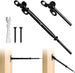 Complete set of black T316 stainless steel cable railing tensioner parts including mounting screws and wrench.