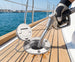 Angled diesel deck fill installed on a boat deck showing flush mount