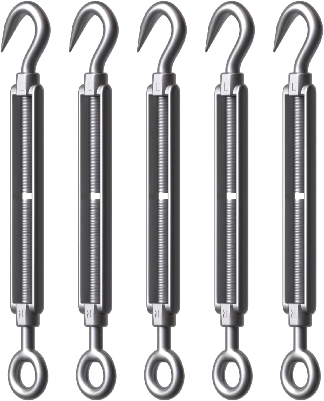 A commercial bulk 5-pack of stainless steel wire tightening fasteners, presented on a white background, ideal for large-scale landscaping or building projects.
