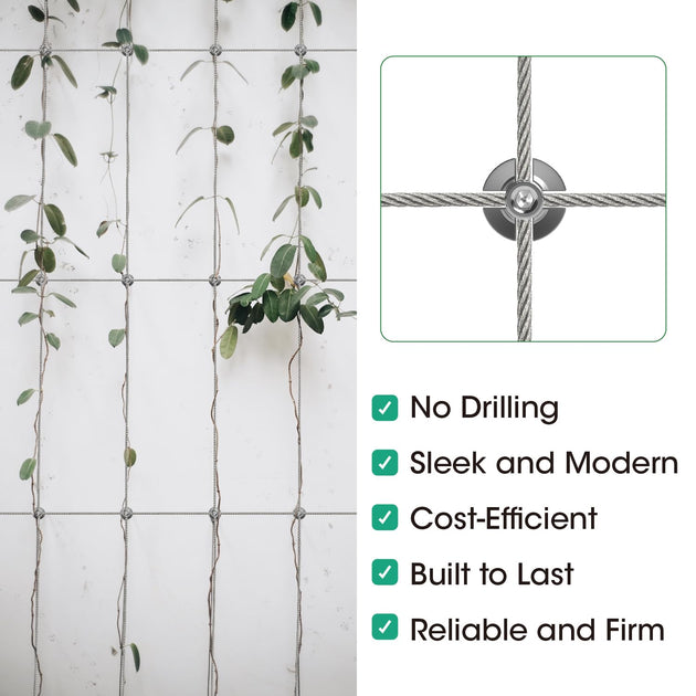 Drill-free sleek and modern cable trellis system built with RiaYer cross clamps.