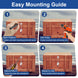 An easy 4-step instructional guide showing how to properly drill holes and secure a marine dock cleat to a wooden deck using bolts and backing plates.
