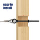 Close-up demonstrating the easy installation of a wire rope looped with a thimble, securely anchored to a wooden post using a heavy-duty screw eye hook.