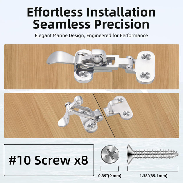 Installation guide for RiaYer boat latch showing screw mounting positions.