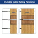 Flush mount invisible cable railing tensioners installed on a wood post