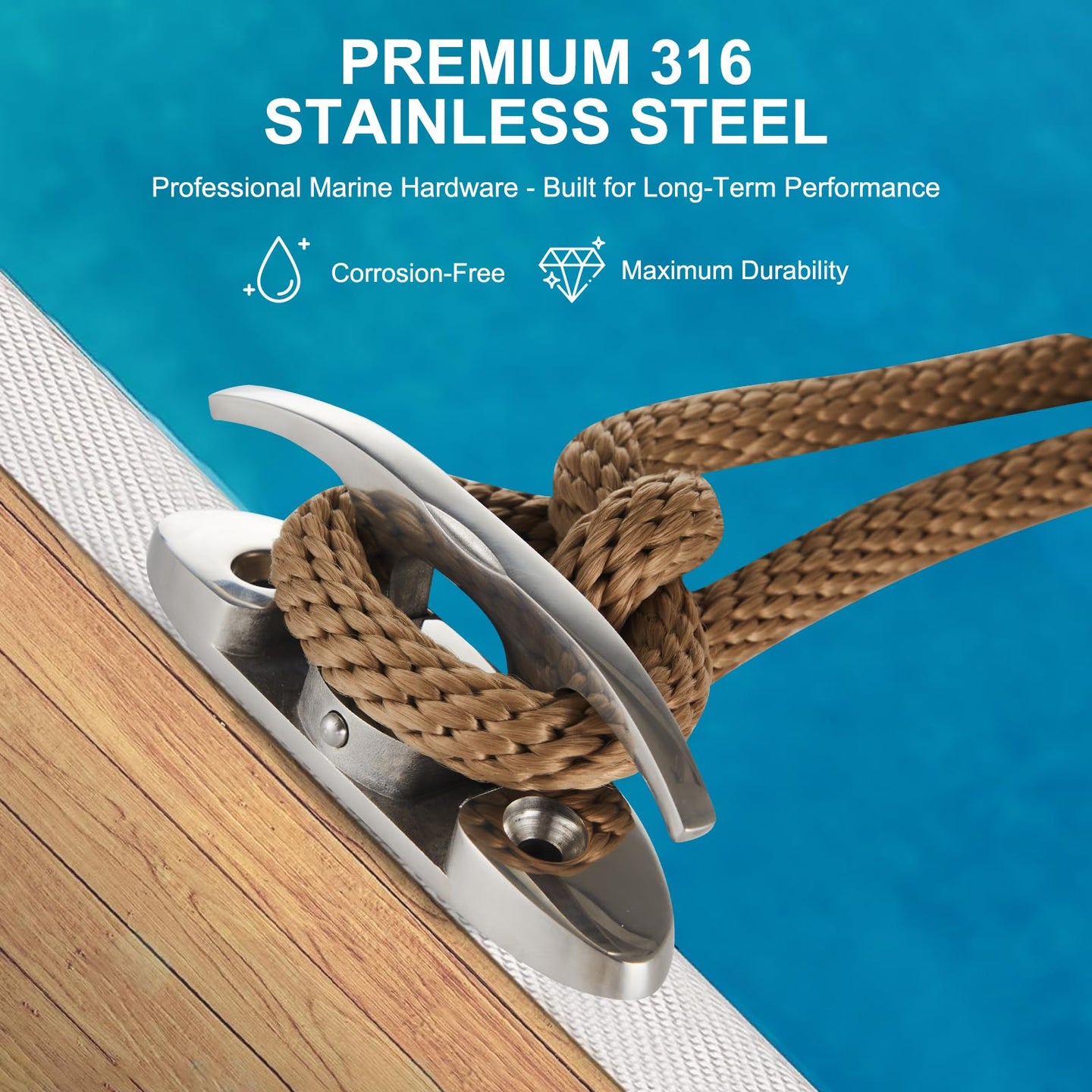 Folding mooring cleat ideal for pontoon boats bass boats and wood docks