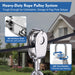 A photo collage showing practical uses for a heavy-duty rope pulley system, including lifting heavy storage boxes in a garage and hoisting items in a residential backyard.